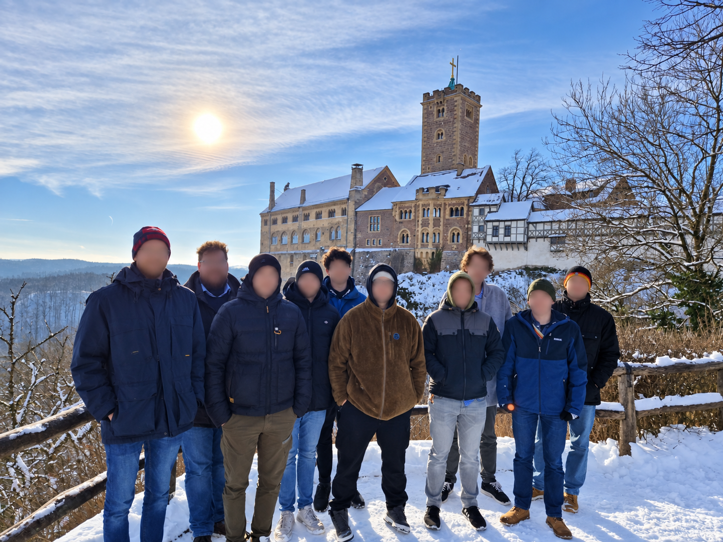Mitglieder der Alemannia bei einem winterlichen Ausflug zur Wartburg